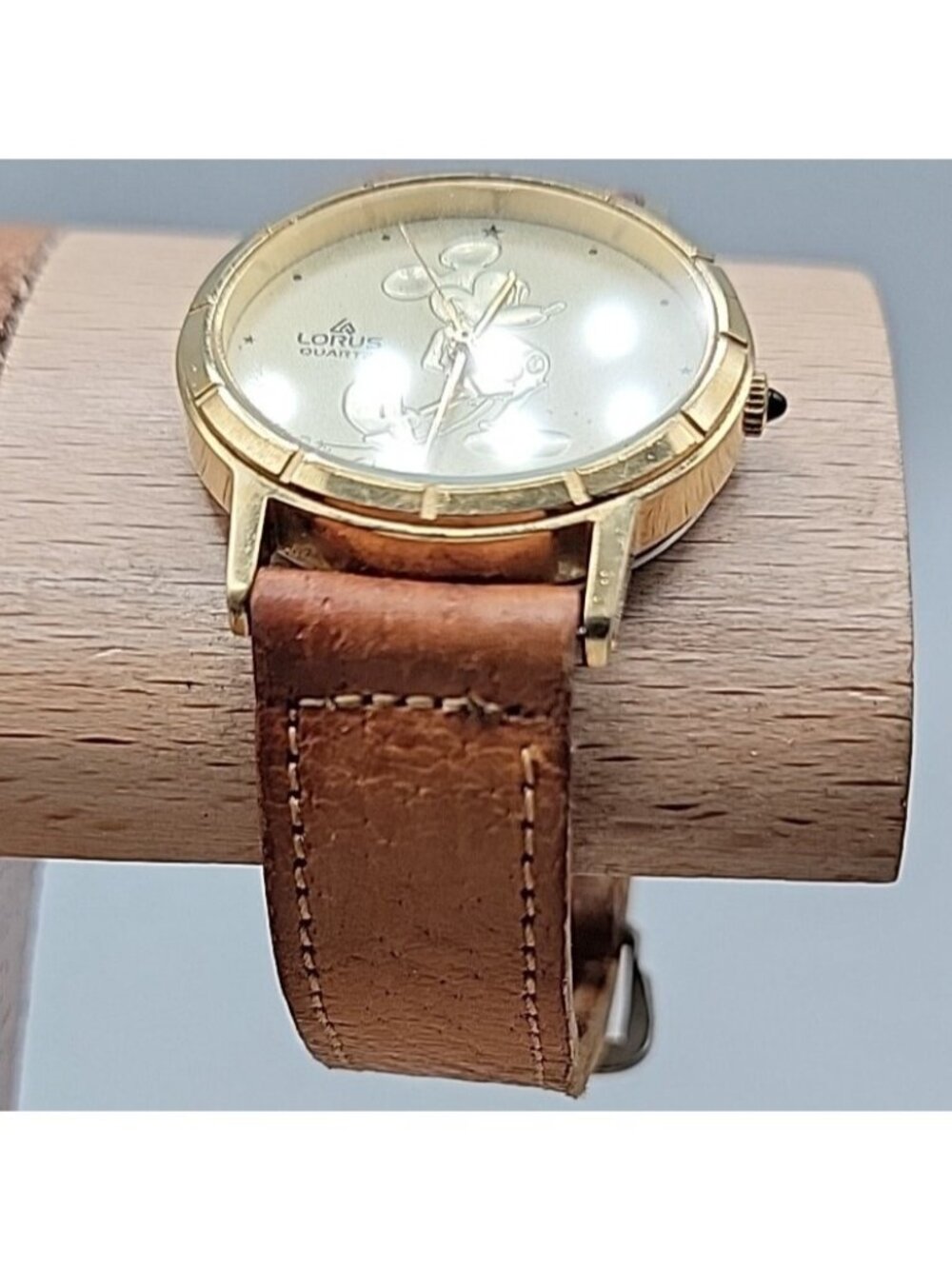 Lorus Seiko Disney Mickey Mouse Quartz Watch 7.5" Band 30mm Gold Plated V8115410 - Picture 6 of 16